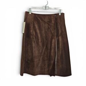 Kaimilla Womens NWT Runway Chocolate Brown Suede Wrap Skirt Size 8 Minimalist